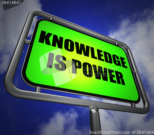 Image of Knowledge is Power Signpost Represents Education and Development