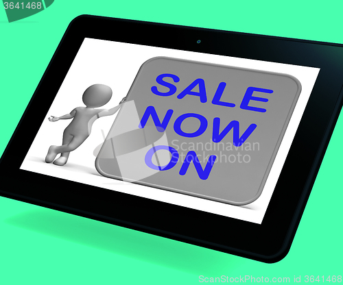 Image of Sale On Now Tablet Shows Product Specials And Lower Prices