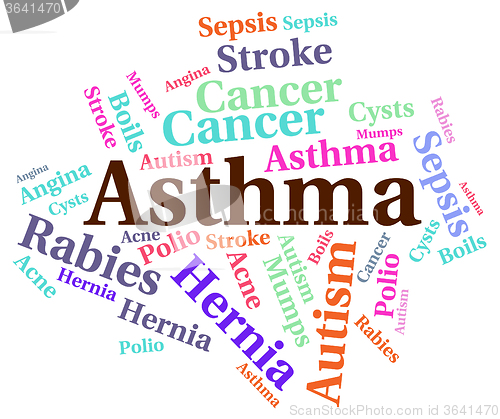 Image of Asthma Word Represents Poor Health And Ailment