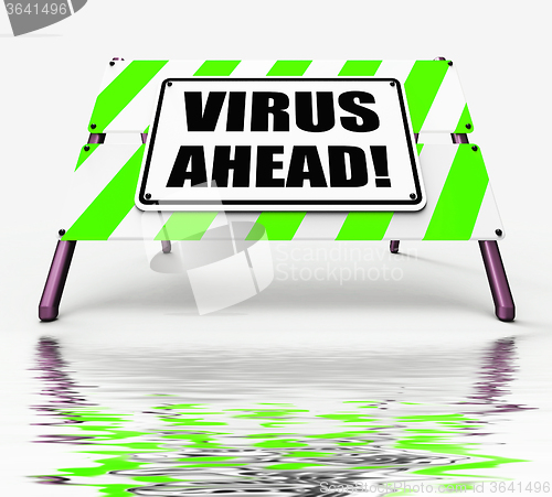 Image of Virus Ahead Displays Viruses and Future Malicious Damage