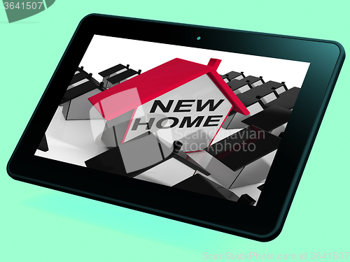 Image of New Home House Tablet Means Buying Property Or Real Estate