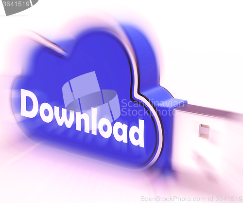 Image of Download Cloud USB drive Means Files Downloading Or Transferring