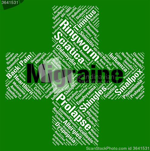 Image of Migraine Word Means Neurological Disease And Affliction