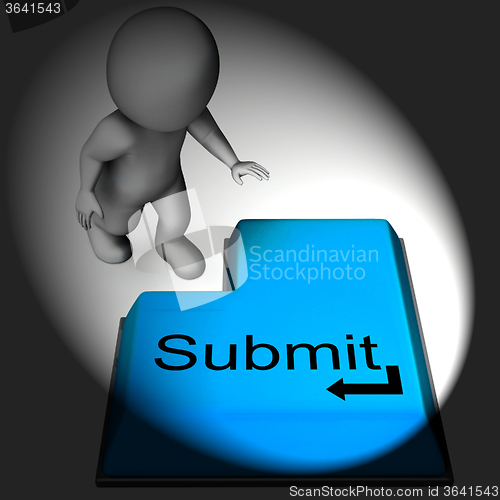 Image of Submit Keyboard Shows Submitting Or Applying On Internet