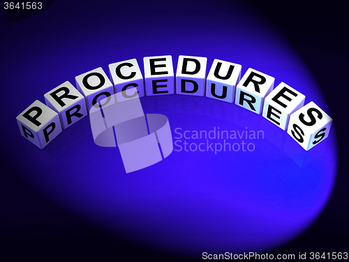 Image of Procedures Dice Represent Strategic Process and Steps