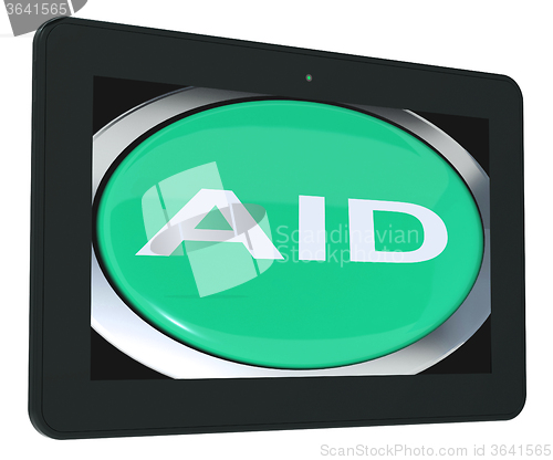 Image of Aid Tablet Means Help Assist Or Rescue