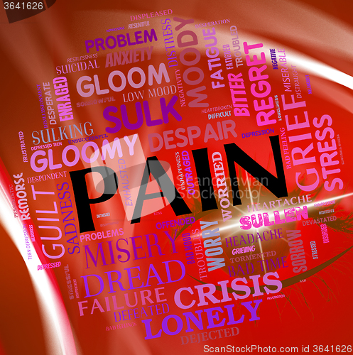 Image of Pain Word Represents Torment Discomfort And Text