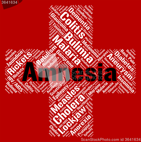 Image of Amnesia Word Represents Loss Of Memory And Ailments