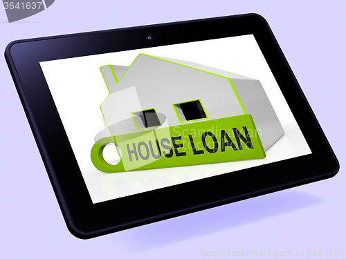Image of House Loan Home Tablet Shows Credit Borrowing And Mortgage