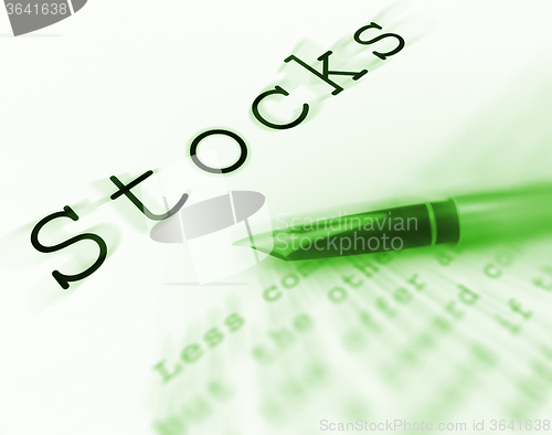 Image of Stocks Word Displays Investing In Company And Shares