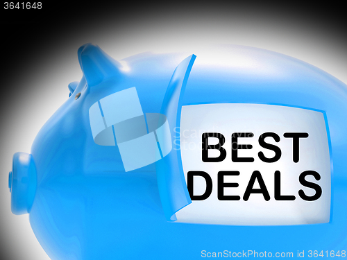 Image of Best Deals Piggy Bank Message Shows Great Offers