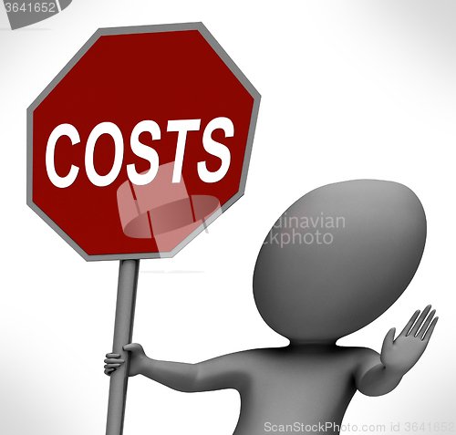 Image of Costs Red Stop Sign Means Stopping Overhead Expenses