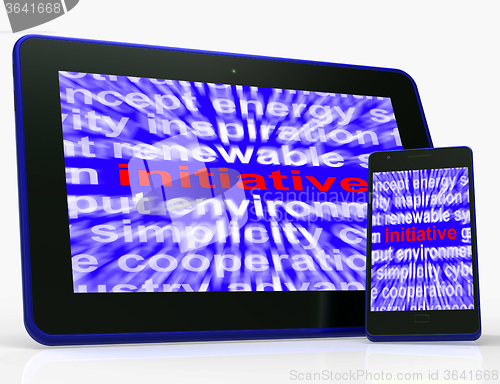 Image of Initiative Tablet Means Motivation Leadership And Taking Action