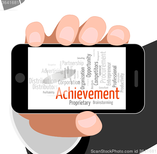 Image of Achievement Word Means Succeed Winner And Wordclouds