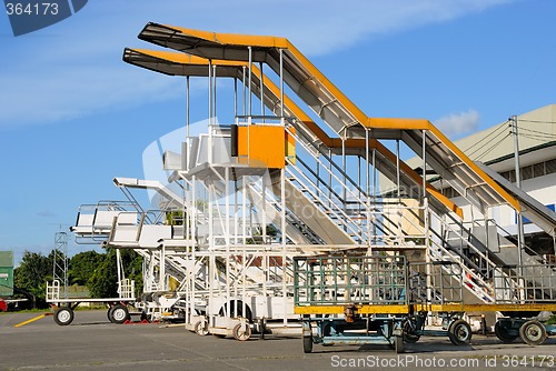 Image of Parked rolling stairs on airport
