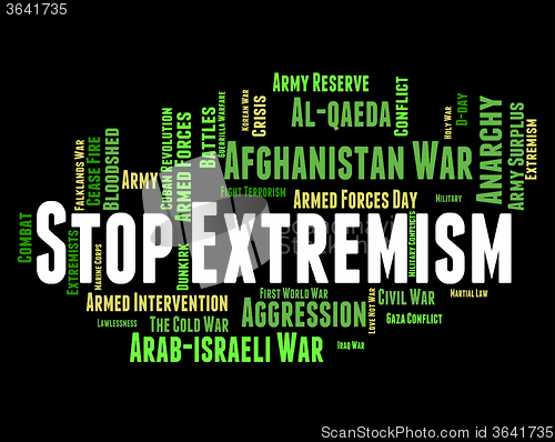 Image of Stop Extremism Shows Fanaticism Extreme And Words