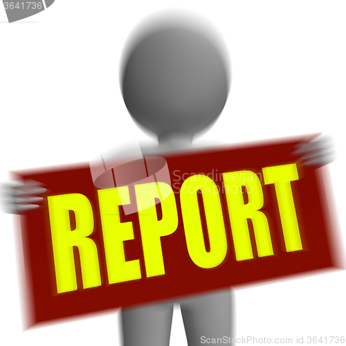 Image of Report Sign Character Displays Corporate Financial Report