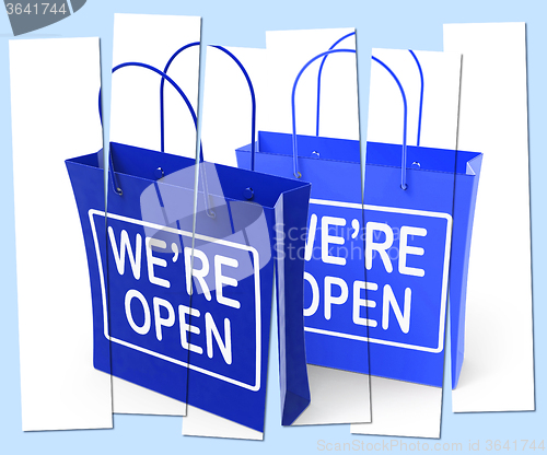 Image of We\'re Open Shopping Bags Show Grand Opening or Launch