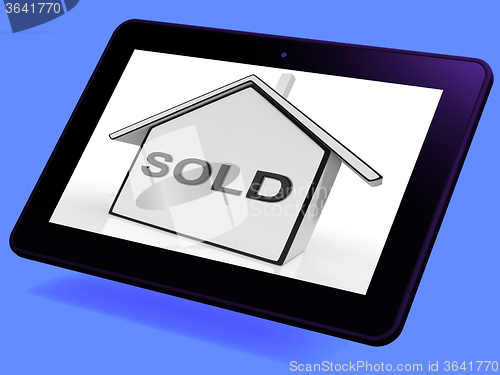 Image of Sold House Tablet Shows Purchase Of Home Or Property