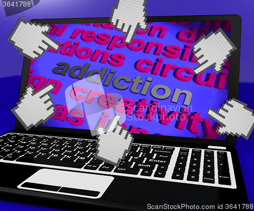 Image of Addiction Laptop Screen Means Obsession Enslavement Or Dependenc