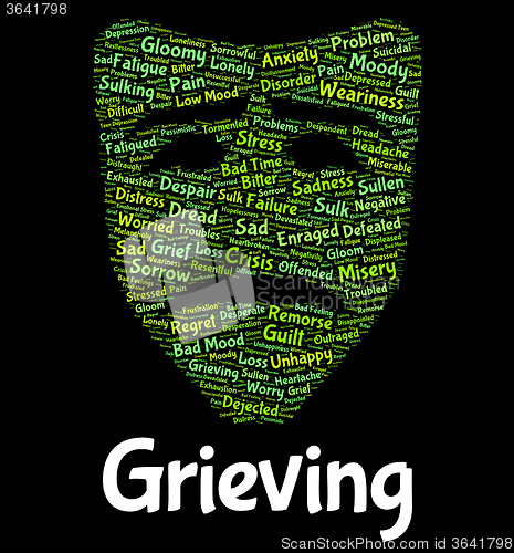 Image of Grieving Word Represents Suffering Woe And Text