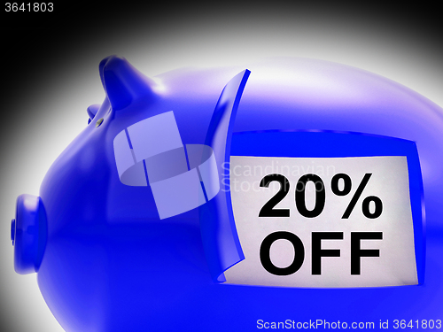 Image of Twenty Percent Off Piggy Bank Message Shows 20 Discount