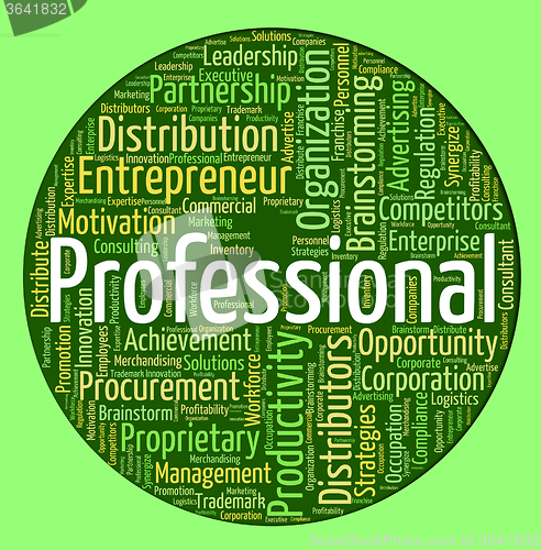 Image of Professional Word Shows Proficiency Specialist And Excellence