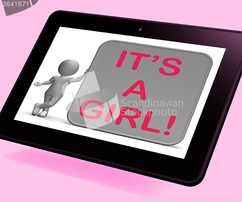 Image of It\'s A Girl Tablet Means Announcing Female Baby