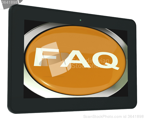 Image of FAQ Tablet Shows Frequently Asked Question