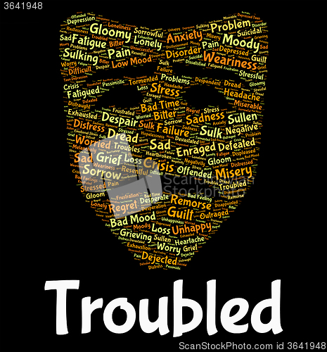 Image of Troubled Word Shows Difficulty Hard And Wordcloud