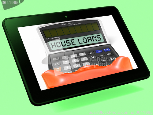 Image of House Loans Calculator Tablet Shows Mortgage And Bank Lending