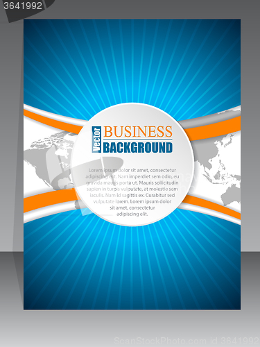 Image of Bursting brochure with orange wave and map