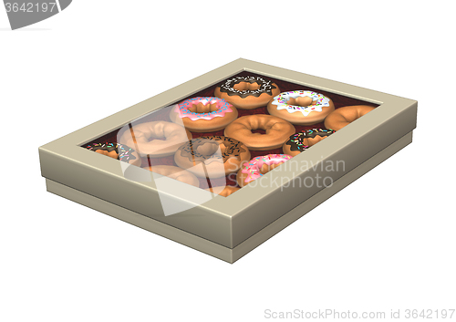 Image of Box of Donuts on White