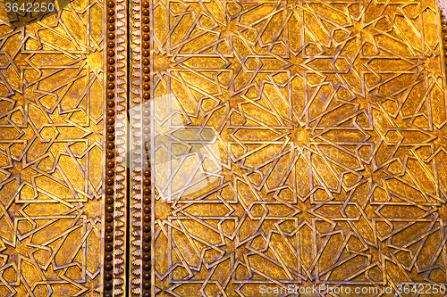 Image of gold     morocco in africa the old wood  facade home  