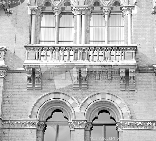 Image of old architecture in london england windows and brick exterior wa