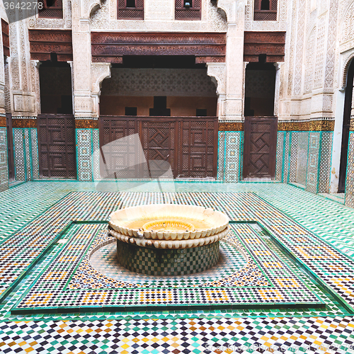 Image of fountain in morocco africa old antique construction  mousque pal