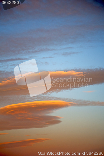 Image of sunrise in the colored sky   soft clouds and   background