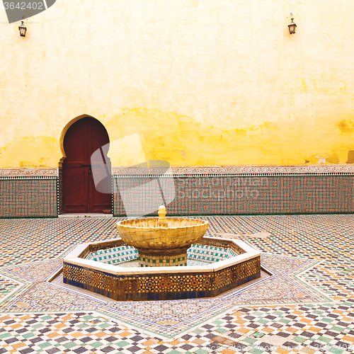 Image of fountain in morocco africa old antique construction  mousque pal