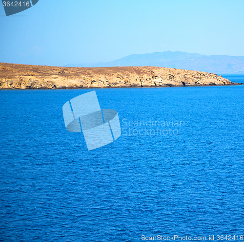 Image of greece from the boat  islands in mediterranean sea and sky