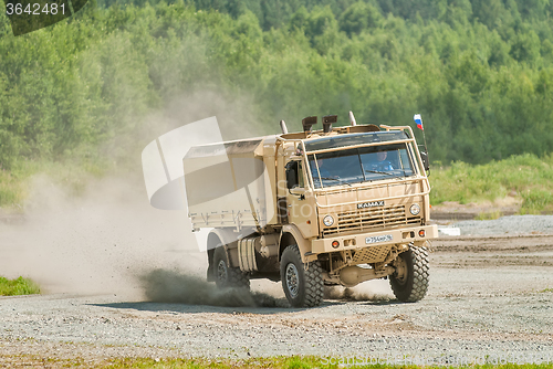 Image of Kamaz truck in motion. Russia
