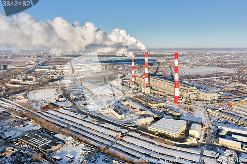 Image of City power plant in winter season. Tyumen. Russia