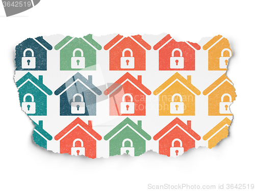 Image of Business concept: Home icons on Torn Paper background