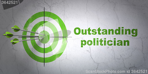 Image of Politics concept: target and Outstanding Politician on wall background