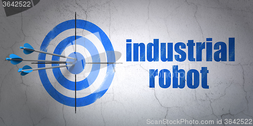 Image of Industry concept: target and Industrial Robot on wall background