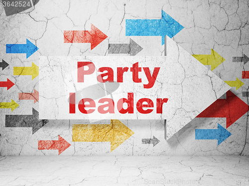 Image of Politics concept: arrow with Party Leader on grunge wall background