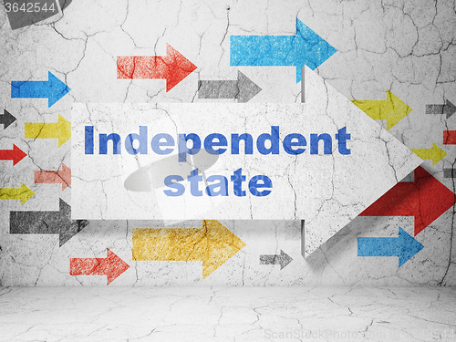 Image of Political concept: arrow with Independent State on grunge wall background