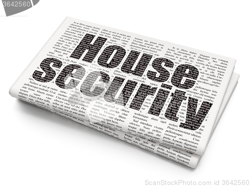 Image of Protection concept: House Security on Newspaper background