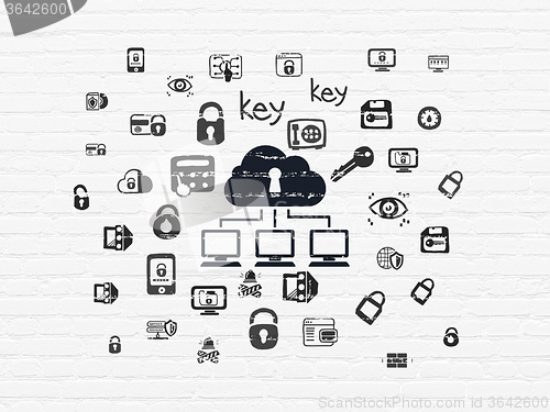 Image of Protection concept: Cloud Network on wall background
