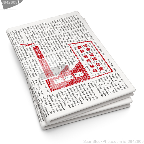 Image of Finance concept: Industry Building on Newspaper background
