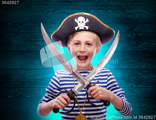 Image of Little boy dressed as pirate
